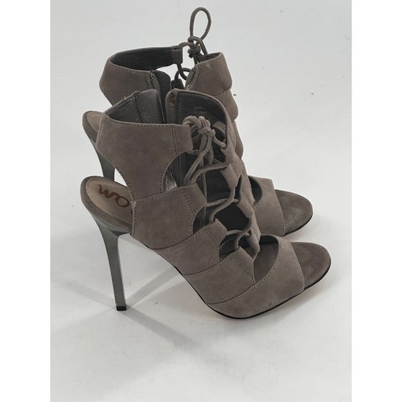 SAM EDELMAN PALMA ANKLE BOOTIE HIGH HEEL SUEDE SANDAL SIZE 8 - Picture 1 of 5